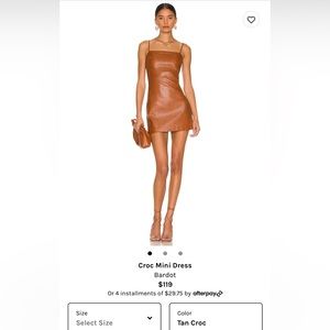 Bardot Tan Brown Croc Mini Dress - NWOT - Size S - 4